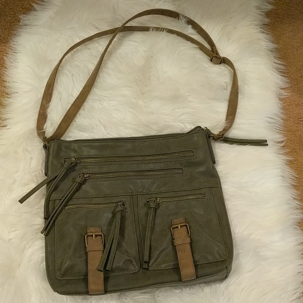 Hunter Green Leather Crossbody Bag